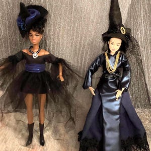 blue witch doll dress  / handmade fashion doll clothes / fits doll types like, 11 to 12 inch, 30 cm and 1/6 scale dolls