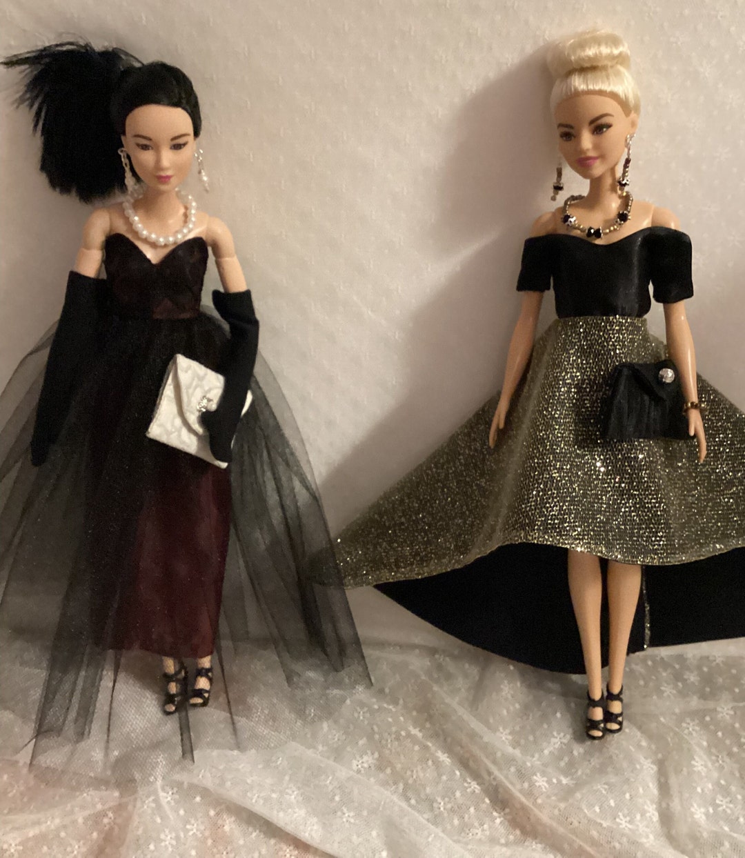 Red Black Dress / Black Gown /red Gown / Handmade Doll Clothes / Fits ...