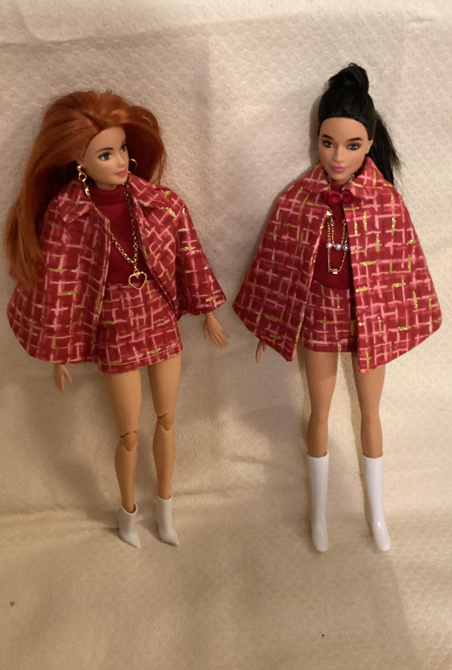 60's style cape outfit handmade fashion doll clothes its doll types like, 11 to 12 inch, 30 cm and 1/6 scale