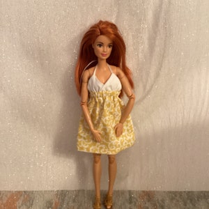 handmade fashion barbie clothes yellow summer doll  dress fits doll types 11.5 inch 1/6  scale dolls and 30cm