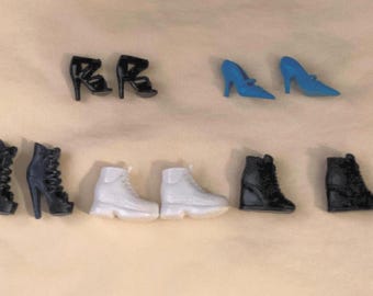 doll boots & shoes/ blue doll hills / white shoes / fits doll types like, 11 to 12 inch, 30 cm and 1/6 scale dolls