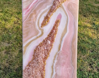 Mural - Epoxy/Resin - Geode with real rose quartz
