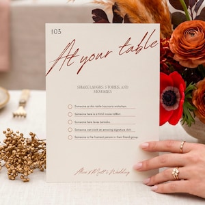 Wedding Table Conversation Cards | Guest Interaction Game (Editable Canva Template)