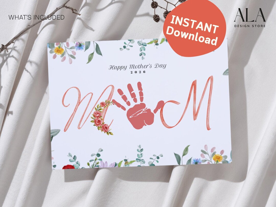 Mother's Day Handprint Bouquet Art, Kids Craft Keepsake (A4 PDF PNG ...