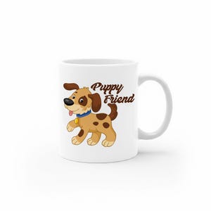Puppy Friend Ceramic Mug – Cute Cartoon Dog Coffee Cup for Kids & Dog Lovers – Adorable Pet Lover Gift