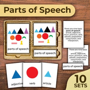 Símbolos de gramática Montessori Partes del discurso Tarjetas de 3 partes de gramática Montessori Tarjetas de símbolos gramaticales Lenguaje de gramática Símbolos Montessori Gramática