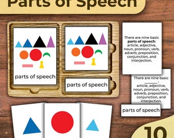 Símbolos de gramática Montessori Partes del discurso Tarjetas de 3 partes de gramática Montessori Tarjetas de símbolos gramaticales Lenguaje de gramática Símbolos Montessori Gramática