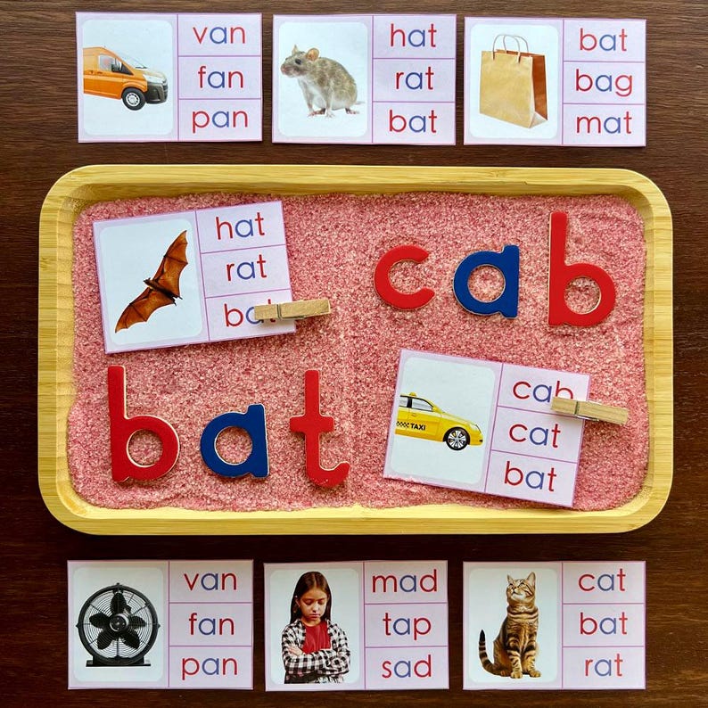 Montessori Pink Series Clip Cards Pink Series CVC Words Clip Cards ...