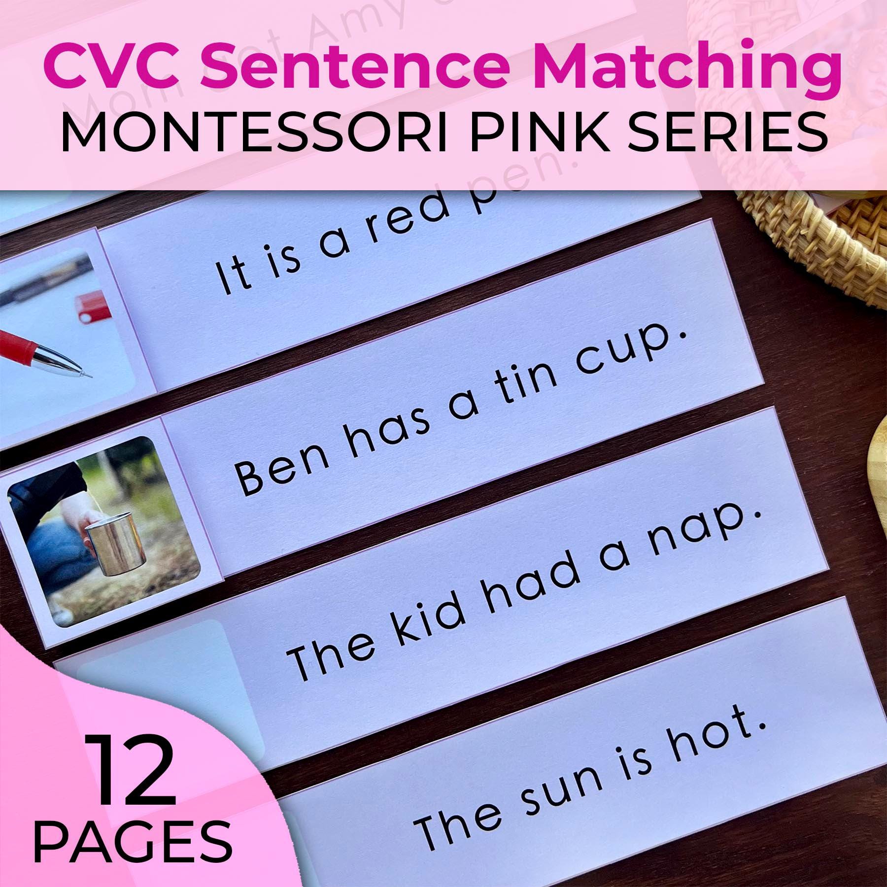 Montessori Pink Series Montessori Reading Practice Montessori Reading Activity Montessori Reading Printable CVC Sentence Reading Activities