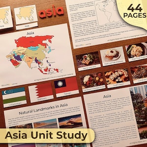 Asien-Kontinent-Einheit Studie Asien-Flaggen-Paket Asien-Geographie-Einheit Montessori-Geographie-Einheit Asien 3-teilige Karten Montessori-inspirierte Asien-Einheit