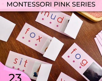Montessori Pink Series Read and Reveal Pink Series Montessori CVC Words Read and Reveal Cards Short Vowels Short Sounds Reading CVC Words