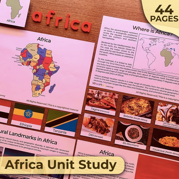 Africa Unit Study Africa The Continent African Animals of Africa Geography Montessori Geography Activities Africa 3-part cards Africa Bundle