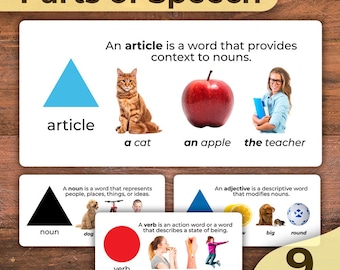 Englische Teile der Rede Grammatikkarten Redewendungen Aktivität Montessori Grammatik Symbole Redewendungen Diagramm Printable Montessori Karten