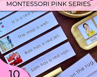 Montessori Pink Series Reading Sentences Pink Series Sentence Cards Montessori CVC Words Cards CVC Sentence Reading CVC Reading Practice