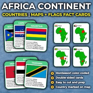 Kontinent Afrika | Afrika Geographie Faktenkarten | Flaggen afrikanischer Länder