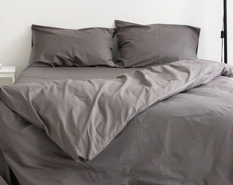 100% Cotton Solid Gray Bedding Set "Graphite" — soft, comfortable, modern, minimalist, premium, luxury, reliable, high-quality bedding set