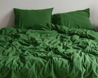 100% Cotton Solid Green Bedding Set "Grass" — soft, comfortable, modern, minimalist, premium, luxury, reliable, high-quality bedding set