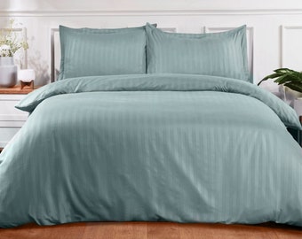 Stripe Satin Green Bedding Set "Ocean Green" — soft, comfortable, modern, minimalist, premium, luxury, reliable, high-quality bedding set