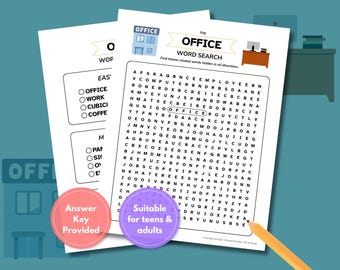 Office Word Search Game: Printable Team Building Activity (PDF and JPG)