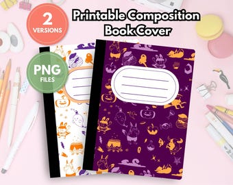 Halloween Composition Notebook Cover Printable: Monster Party (PNG files)