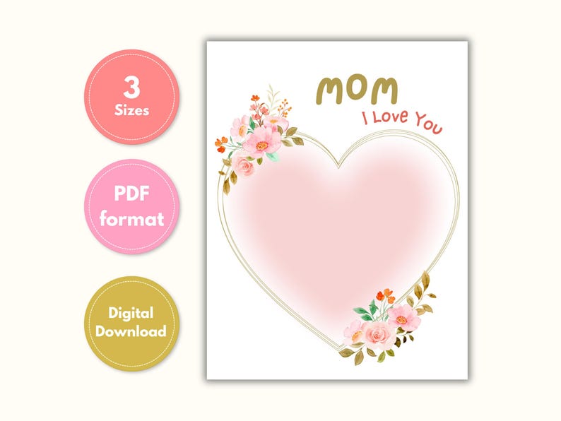 Mother’s Day Handprint Art, Mom I Love You Craft Printable, Heart ...