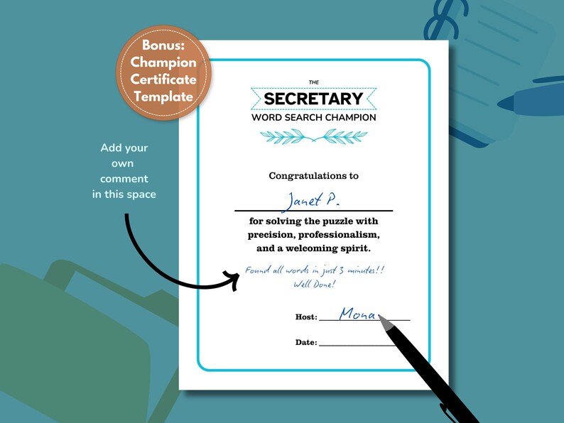 Secretary Word Search Game: Printable Office Activity (PDF and JPG) - Etsy