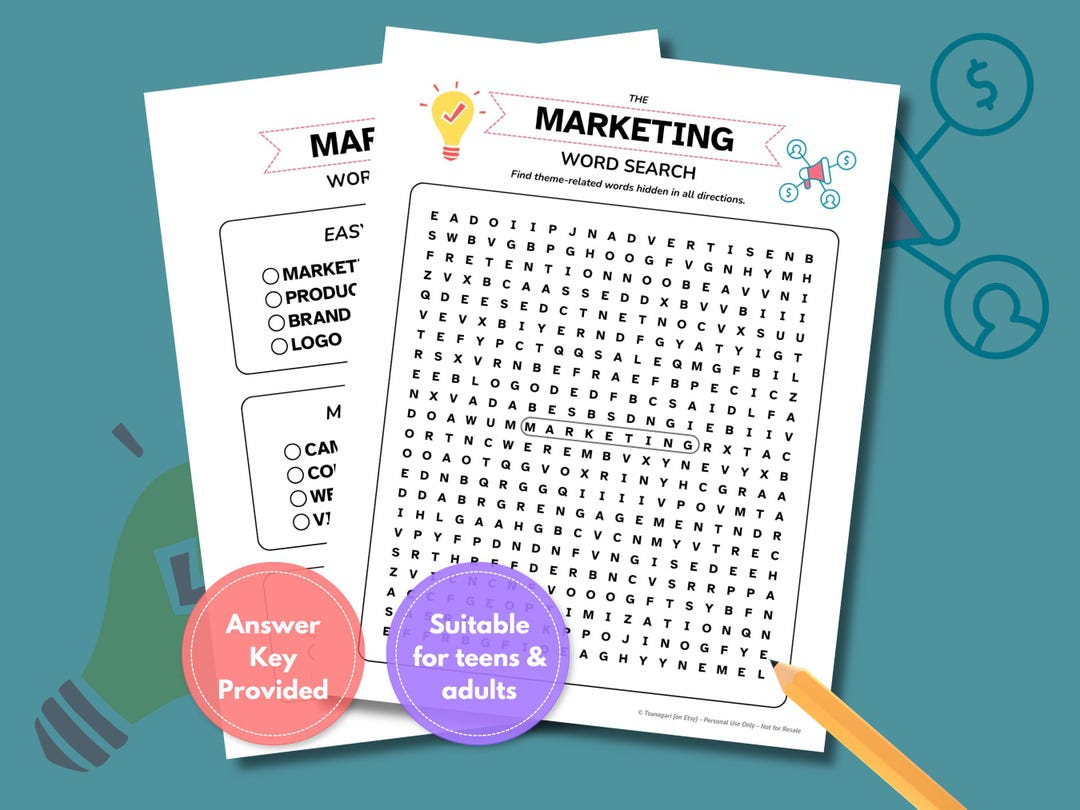 Marketing Word Search Game: Printable Office Activity (PDF and JPG) - Etsy