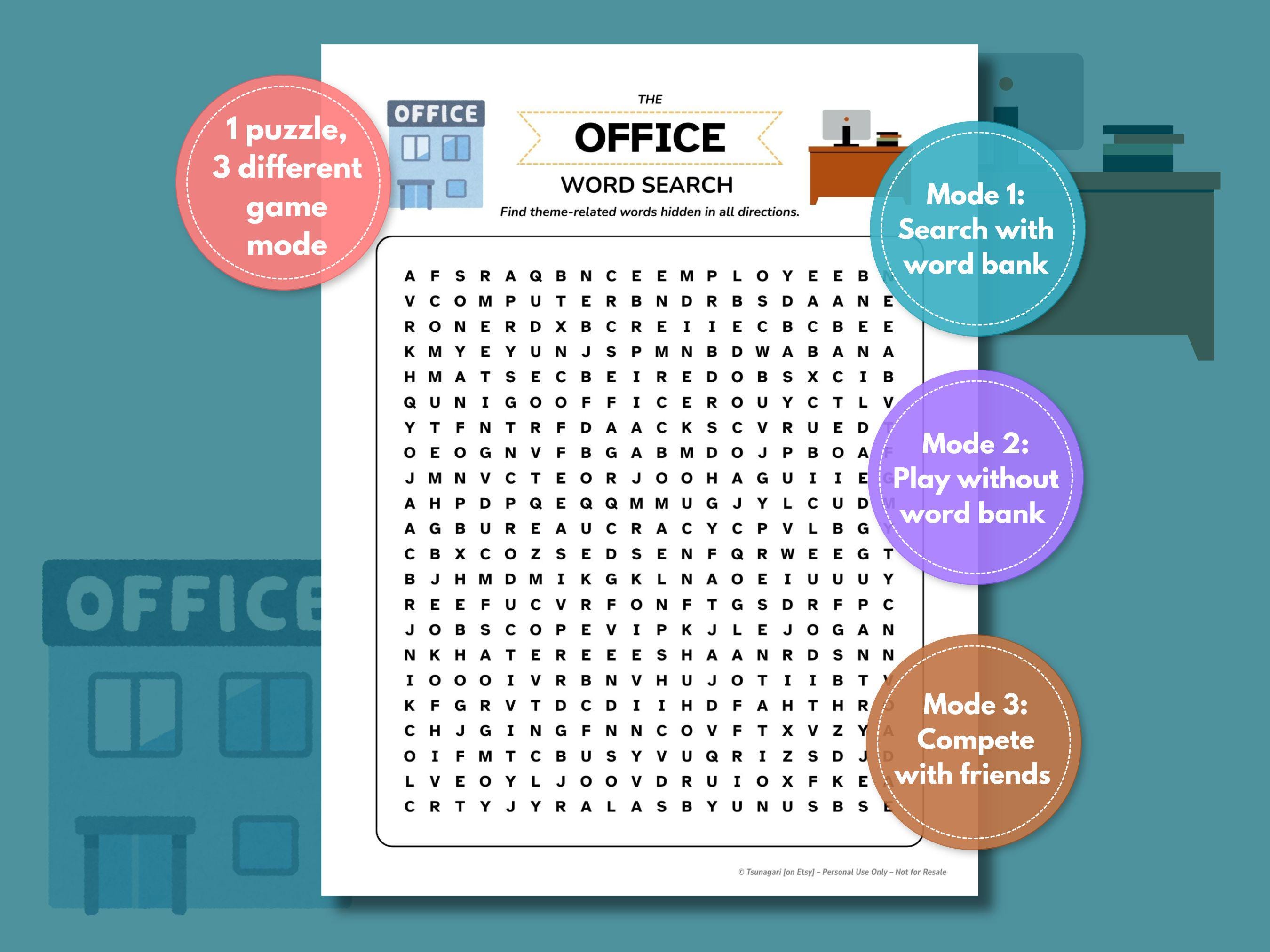 Office Word Search Game: Printable Team Building Activity (PDF and JPG ...
