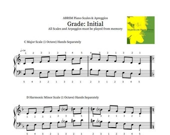 Piano Initial Grade, ABRSM Scales & Arpeggios printable sheet music