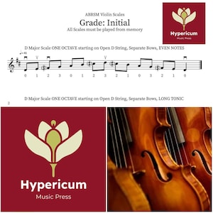 Spartiti stampabili per violino di livello iniziale, scale ABRSM con tabella della tastiera e registrazione MP3