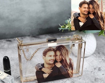 Pochette con foto personalizzata Pochette con foto Pochette per matrimonio Borsa con foto Pochette per la madre della sposa Pochette per damigella d'onore personalizzata