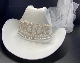 Bride Hat Bride Cowboy Hat Bachelorette Hat Wedding Cowboy Bride Hat Cowboy Cowgirl Hat Bride Pearl Hat Cowboy Wedding Hat Bride Cowboy Gift