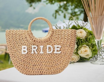 Customized Straw Bag Mrs Custom Beach Bag Personalized Straw Basket Bridal Shower Bag Custom Beach Bag Straw Tote Custom GIFT Bag Beach Gift