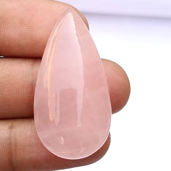 AAA Rose Quartz Cabochon/Rose Quartz Love Stone/Natural Pink Gemstone/Handcrafted Healing Crystal Jewelry/40x21x11mm/61.80cts/A579
