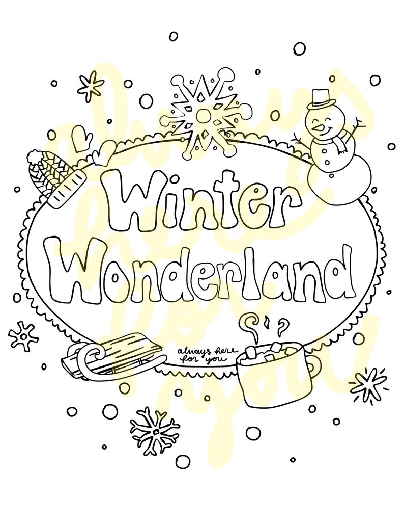 Winter Wonderland Coloring Page PDF File Printable Etsy