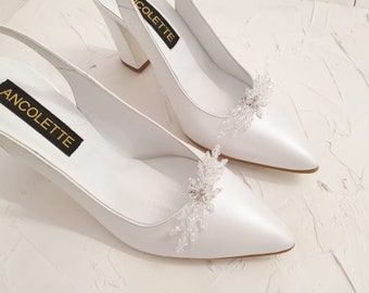 Fairytale wedding shoes - customize, genuine leather, crystals,white, handcrafted, bridal shoes or ceremony