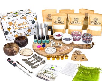 17-Piece DIY Candle Making Kit with 40 oz Soy Wax, Coconut Jars, Tins, 12 Color Dyes & Essential Oils – Perfect Gift for Candle Lovers