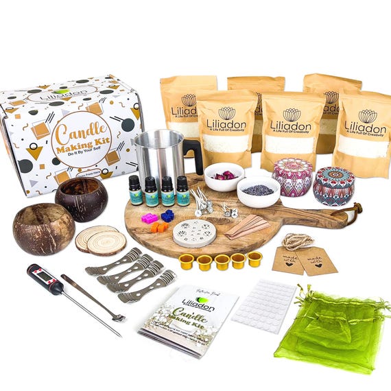 DIY Candle Making Kit: Soy Wax, Fragrance Oils, Coconut Jars