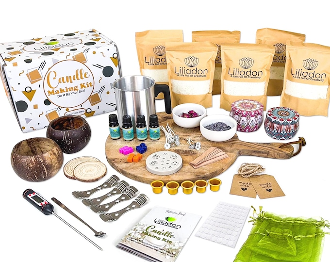 DIY Candle Making Kit: Soy Wax, Fragrance Oils, Coconut Jars
