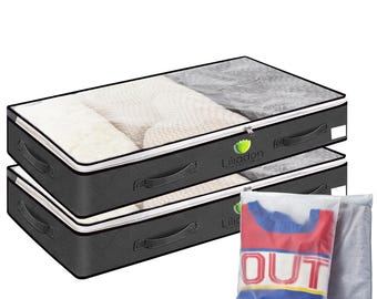 90L Lightweight Underbed Storage Containers (2-Pack) with Handles & Pockets for Clothes and Sheets – Perfect Gift for Home Organization