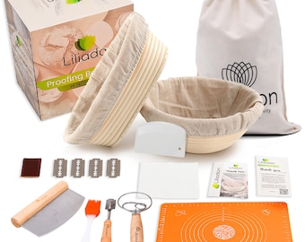 Kit de paniers à pain au levain : banneton rond et ovale de 9 po., ustensiles de cuisson