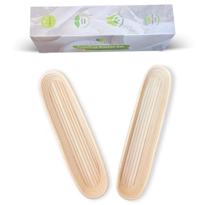 Liliadon Banneton Baguette Bread Proofing Basket Set of 2 – 15" Rattan for Sourdough Baking – Great Gift for Bakers & Bread Lovers