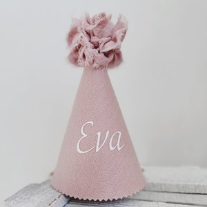 Custom birthday party hat with name, Felt party hat, 1st birthday decor, Baby photo prop, Pink princess hat, Mini cone hat, 2nd birthday hat