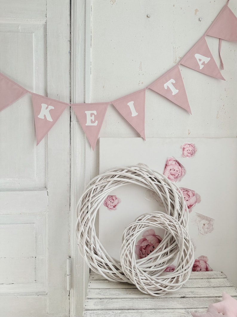 Banderole Lettering Custom Bunting Banner With Name, Personalized Pennant Chain, Cotton ...