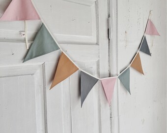 Banderines coloridos, banderines de algodón para guardería, decoración de pared con guirnaldas, banderines, banderines marrones, guardería infantil, Wimpelkette