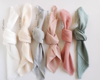 RAW edge muslin table napkins, Organic cloth napkins, Double gauze serviettes for wedding, Old green napkins, Old rose wedding muslin squres