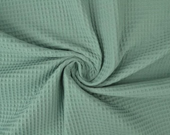 White waffle fabric per meter,  Cotton waffle pique fabric, Pink natural fabric, Old green material per yard, Dusty rose waffle for sewing