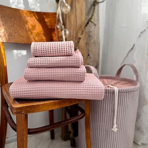Old Pink Waffle Kitchen Tea Towels, Waffle Weave Towel, Soft Towels For Gym, Bath Towel With Loop, Organic Cotton Hand Towels, Spa Towels