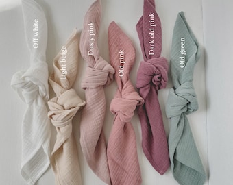 BOHO muslin table napkins with processed edges, Organic cloth double gauze napkins for weddings, Dusty pink cheesecloth squres for Christmas