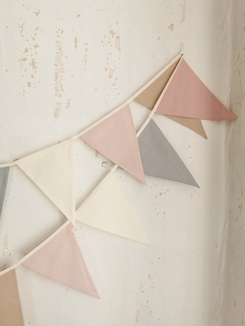 This beautiful pastel bunting banner will be perfect decoration for kids nursery, anniversary, festive, baby shower or restaurant. it made from 100% cotton fabric and have a OEKO-TEX sertificate. We do custom order for triangle flags as many you need